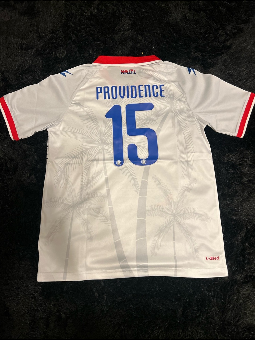 Providence #15 White Men's Soccer Jersey with Blue Numbering
